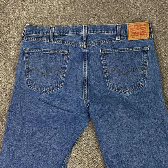 Levi's 505 Regular Fit Straight Leg Jeans Men's 40 x 32 Fits 41 x 31 Blue Cotton - Picture 4 of 12